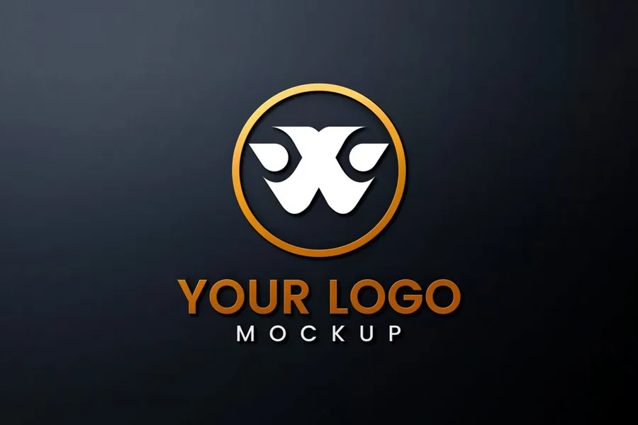 Brand identity project placeholder - elegant logo mockup on dark background