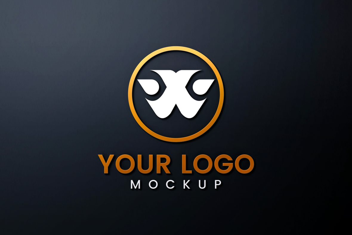 Brand identity project placeholder - elegant logo mockup on dark background